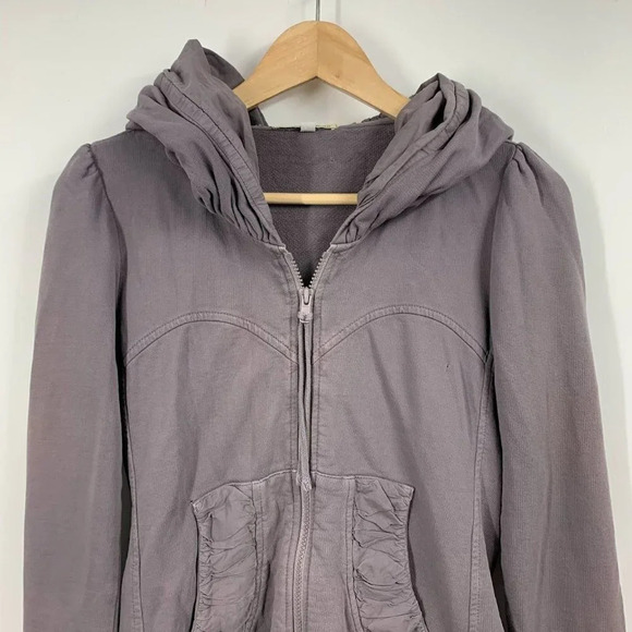 Prairie Underground Womens Long Cloak Distressed Full Zip Hoodie in Tunnel SZ XS - Picture 4 of 14